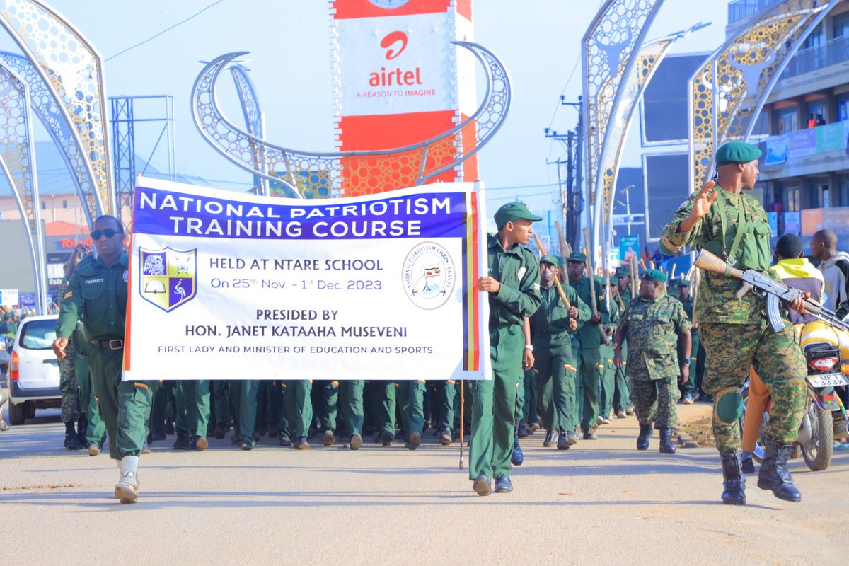 📍Happening now; Closing ceremony of the Patriotism Training for Ntare School Students with Chief Guest, the First Lady, Hon. Janet Kataaha Museveni