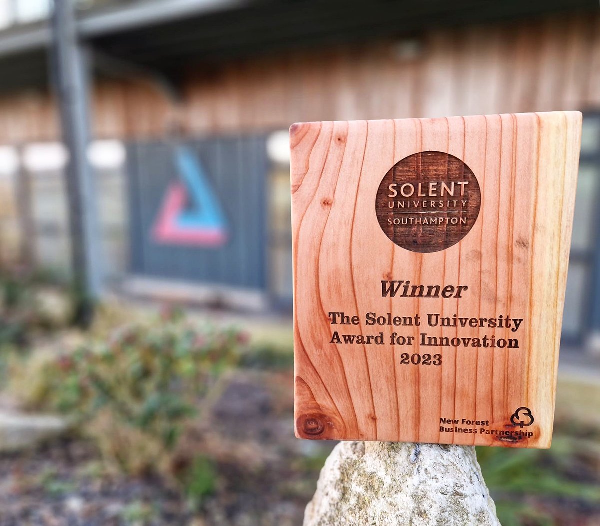 LtdTriangle's tweet photo. So...
We're the proud new owners of this slice of The New Forest, receiving the award for Innovation at the 2023 @nfbp business awards - sponsored by @SolentUni 
An amazing night and well done to everyone nominated, it was inspiring to hear about all the incredible finalists. https://t.co/z0D3kHUy5A