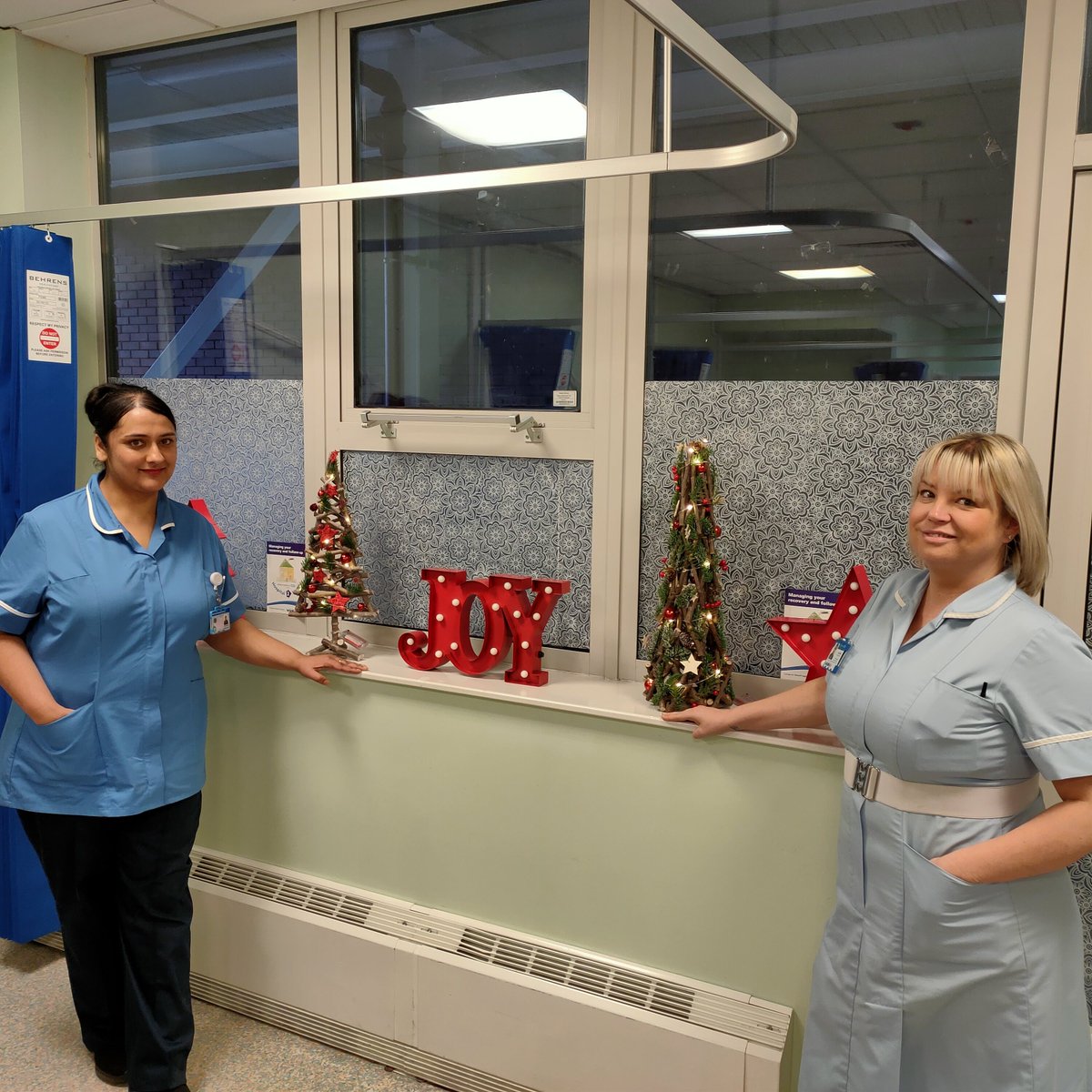 WalsallHcareNHS's tweet photo. Well Wishers provides additional funding for our wards and staff. Here are 2 of our fantastic colleagues from the Discharge Lounge with Christmas decorations supplied by the charity.
#OnShiftWithWHT #WalsallandProud https://t.co/yUJIiTnTXs