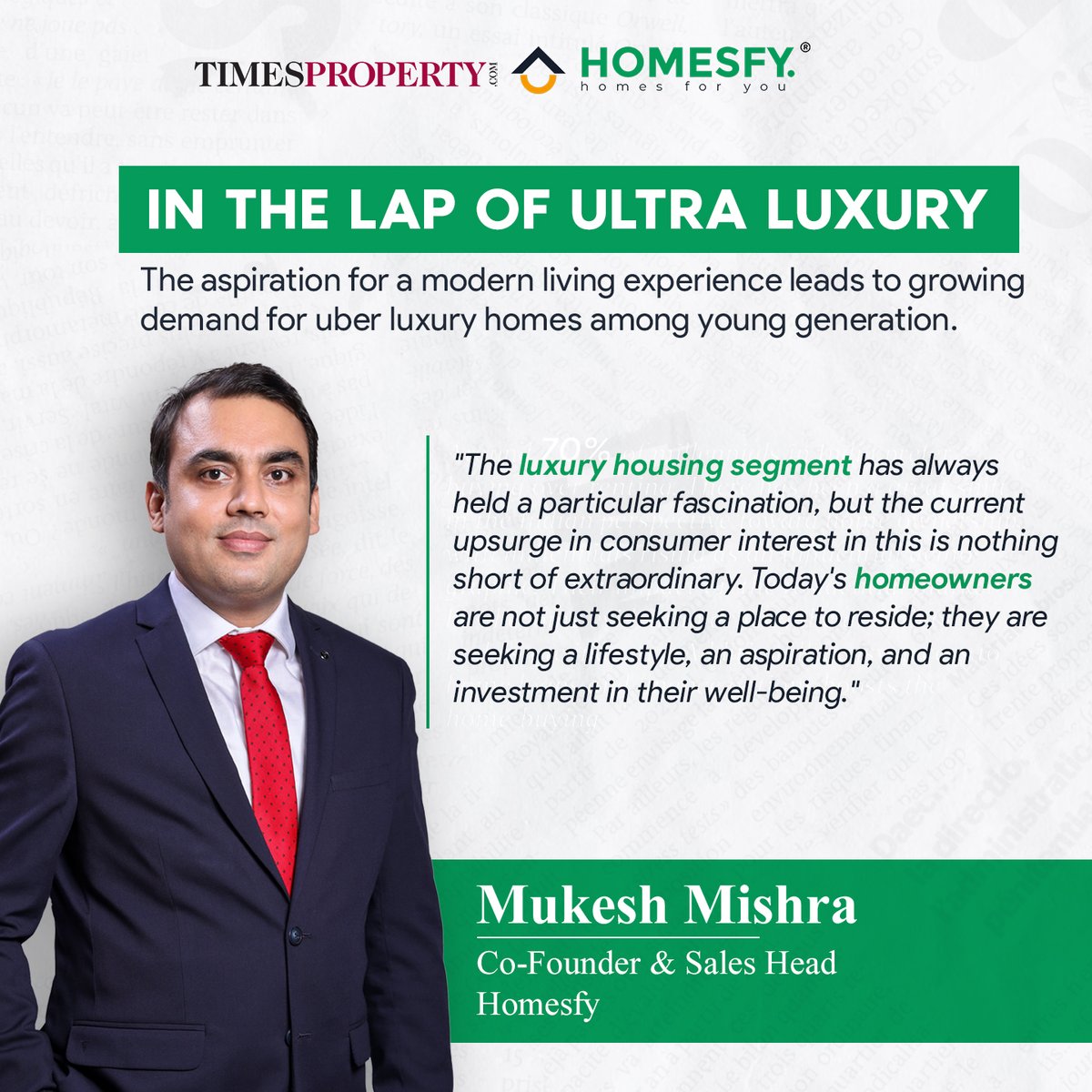 Thanks <a href="/TimesPropertyIN/">Times Property</a>  for featuring views by Mr. Mukesh Mishra, the Co-Founder &amp; Head of Sales of Homesfy.in

#economy #realestate #propertyinvestment #financialdecisions #expertadvice #realestateadvisor #homesfy #homesforyou #timesproperty #luxury