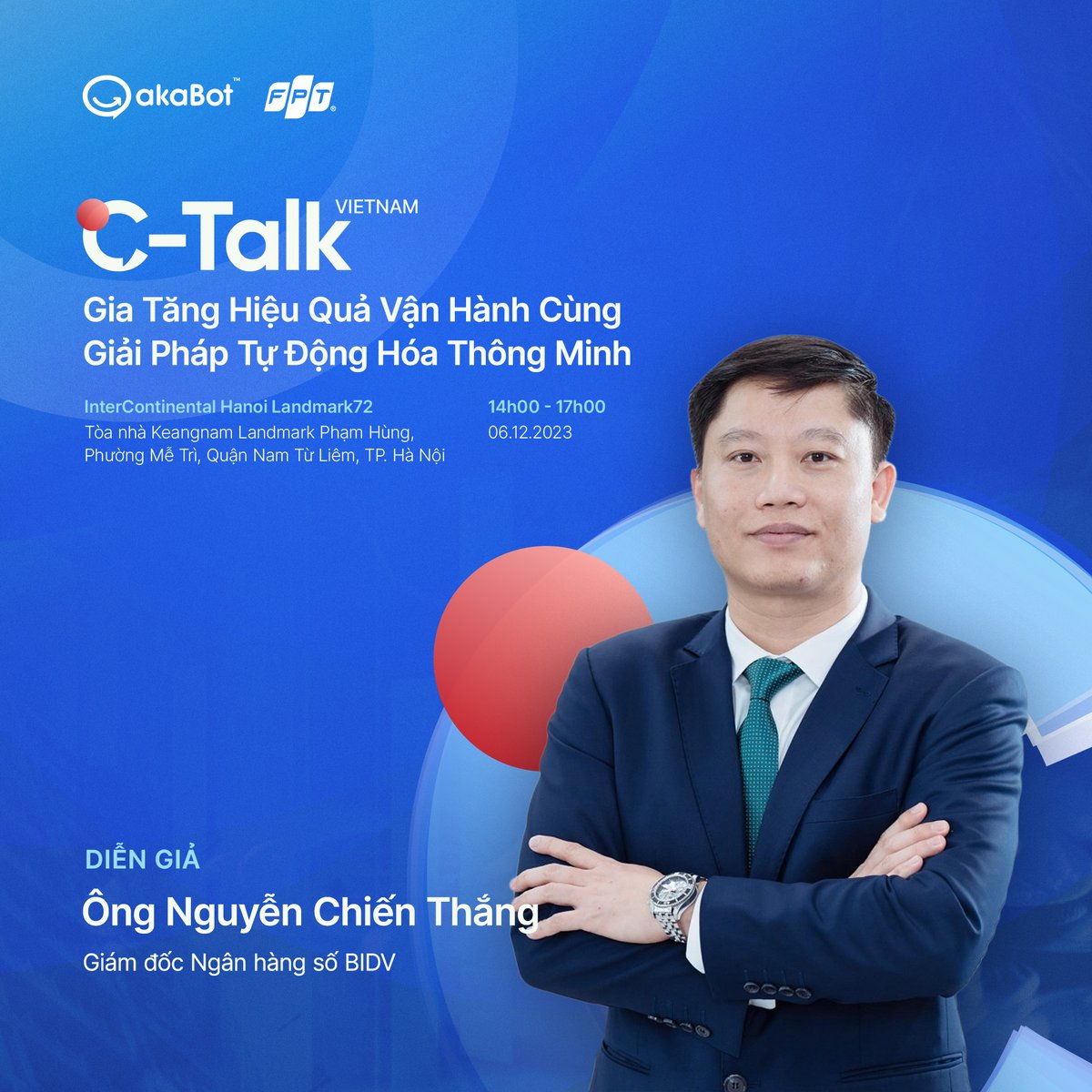 akaBot_FPT's tweet image. 📣 Head of Digital Bank at BIDV - Mr. Nguyen Chien Thang will be joining us at C-Talk BFSI Vietnam event.
🚀 Register now: akabot.com/c-talk-vietnam…
#FastAutomation #akaBot #RPA #automation #hyperautomation #digitaltransformation #CTalk #CTalkVietnam #BFSI