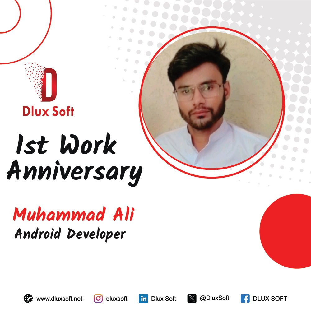 DluxSoft's tweet photo. Happy Work Anniversary Mirza Ali! It's with great pleasure that we celebrate your first year with Dlux Soft. 
We are confident that your future contributions will continue to elevate our team and company.
#firstworkyear #bestemployees #hardworking #dluxsoft https://t.co/mqDHe169ZK