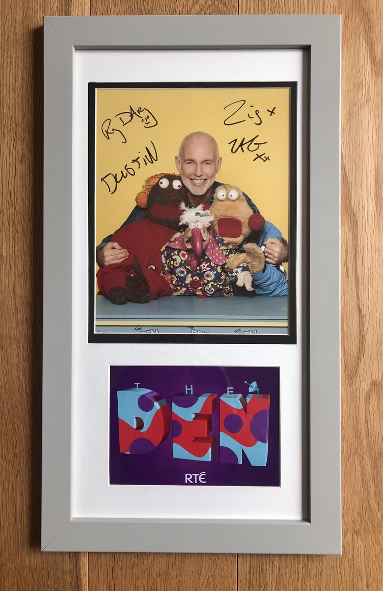DoubleZCreative's tweet photo. We were delighted to be part of @ThresholdIRE Christmas Raffle! Check it out and donate and you could win a very special signed framed photo from #TheDen crew (and lots of other awesome gifts!) #Threshold #ZigAndZag #RayDarcy @DustinOfficial https://t.co/aEjRyxHckE https://t.co/0Vs92DNA6r