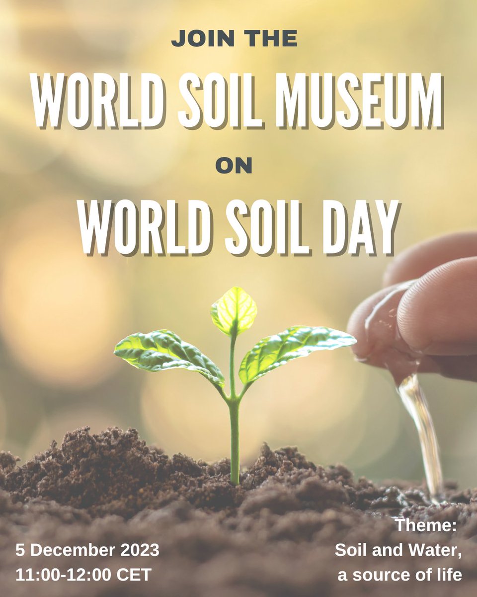 Join the World Soil Museum to celebrate the importance of soil and its connection to water. The museum is hosting a one-hour online interactive program on the theme: Soil and Water: A source of life. Register to attend ISRIC’s World Soil Day celebration: bit.ly/world_soil_day…