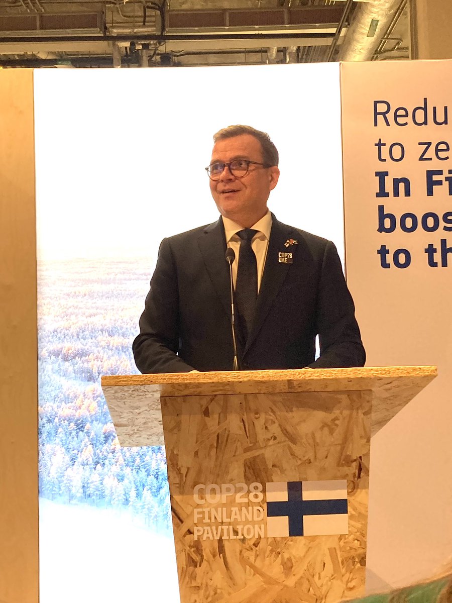 Government of Finland is committed to fight the Climate Change and aiming at carbon neutrality by 2035. Prime minister <a href="/PetteriOrpo/">Petteri Orpo</a> #COP28