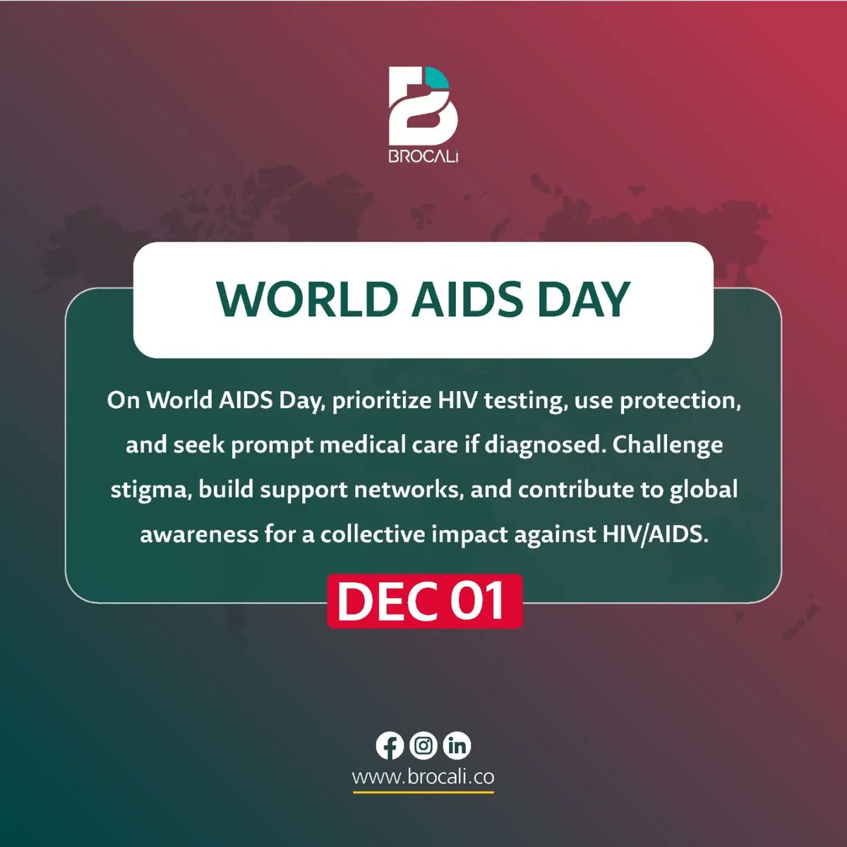 BrocaliMed's tweet photo. Empower, Educate, Eradicate. 🌐 On #WorldAIDSDay, let's join forces to break the stigma, spread awareness, and work towards a world where HIV/AIDS is no more. Together, we make a difference. 🕊️❤️
#EndTheStigma #WAD2023 https://t.co/8cgNwKjFRD