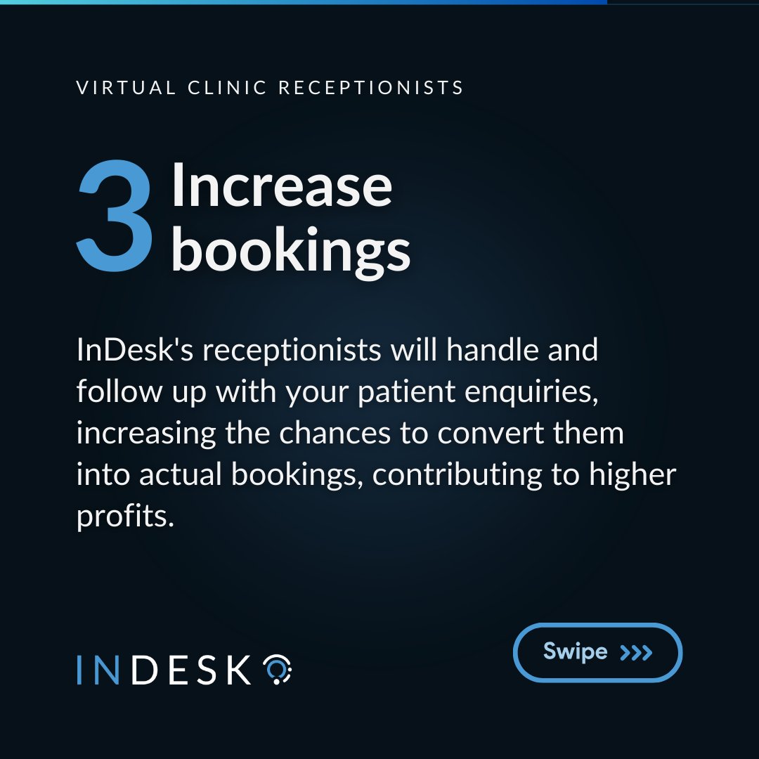my_indesk's tweet image. Contact our business development team for more details on the service. 👩‍💼
indesk.site/contact

#indesk #aestheticreceptionist #patientmanagement #medicalaesthetics #clinicreceptionist #aestheticclinic #aestheticassistant #medicalaestheeticsuk #medicalaestheticslondon