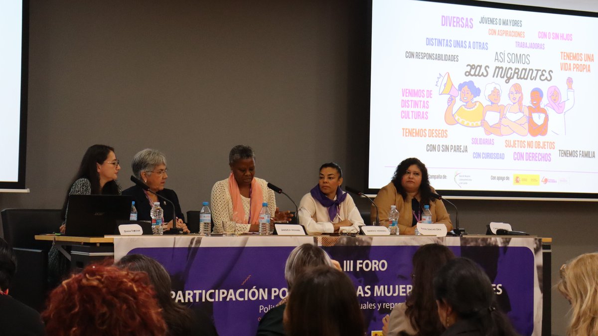 PorTiMujerONGD's tweet photo. #IIIForo
📣 Mesa 1. Obstáculos en el ejercicio de la política institucional como mujer migrante
🗣 Marisol Herrero, alcaldesa @Robregordo_Ayto
🗣 Ángela Nzambi, candidata @Congreso_Es
🗣 @YaisselSanchez, Diputada @cortsval
🗣 @Caro_Elias_sv, diputada @asambleamadrid https://t.co/3OY5rxo58i