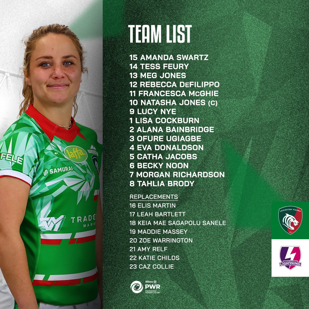 📋 𝐓𝐄𝐀𝐌 𝐍𝐄𝐖𝐒          

The matchday squad has been named for Sunday's third round fixture in Allianz Premiership Women's Rugby, at home to Loughborough Lightning.   

 #COYT 🐯

ℹ️Leicestertigers.com/news/team-pwr-…