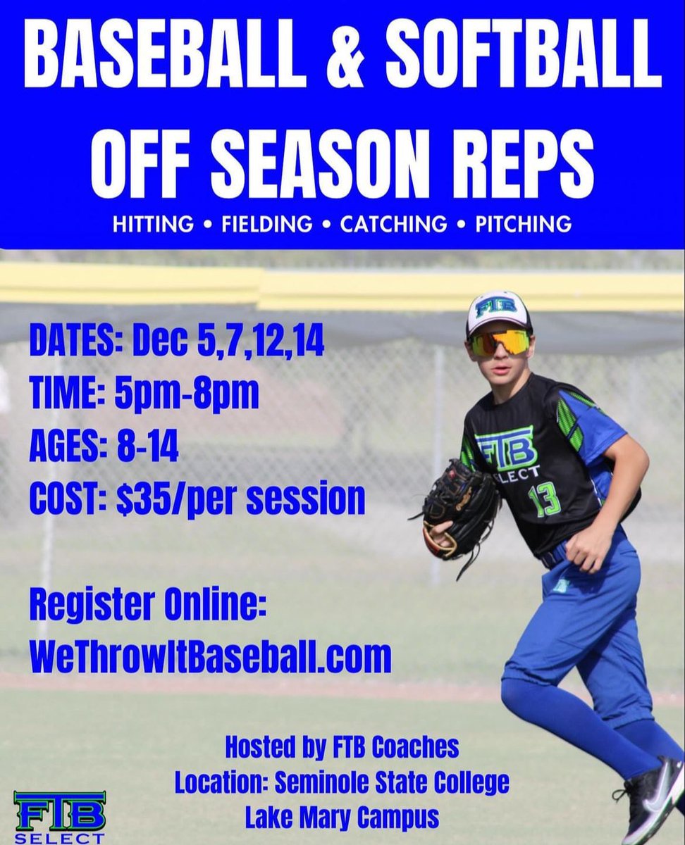 FtbSelect's tweet photo. What’s happening now on FTB.  Join our FTB Softball Family and participate of our holiday training. https://t.co/i9eqt10LTz