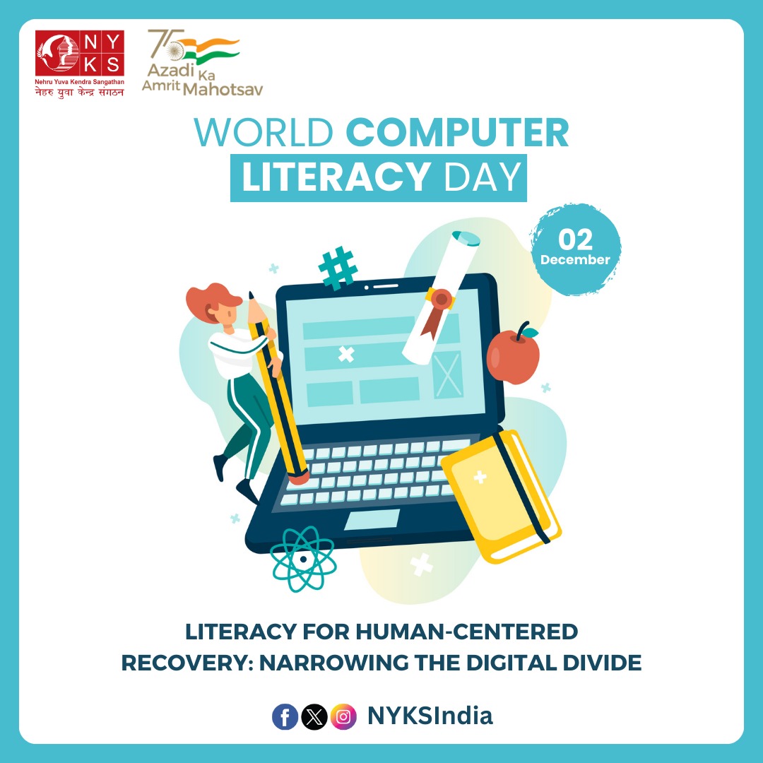 MYBharatHQ's tweet image. Unlocking the potential of a connected world! Happy #WorldComputerLiteracyDay to everyone embracing the power of technology. Let&apos;s code a brighter future together! 💡👩‍💻 

 #CodeForChange #NYKS 
@ianuragthakur @Anurag_Office @YASMinistry @NisithPramanik @NITKM2021 @airnewsalerts