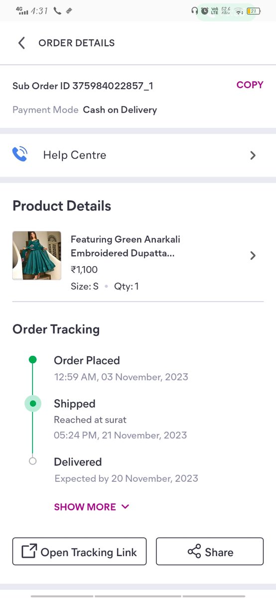 avi_kishor's tweet photo. @Meesho_Official , I had ordered a product and got it. Now , I want to return it but couldn't return it because in the order details section, the product is still in transit status but I had got the product. Plz resolve the problem. https://t.co/vLpRefKtME