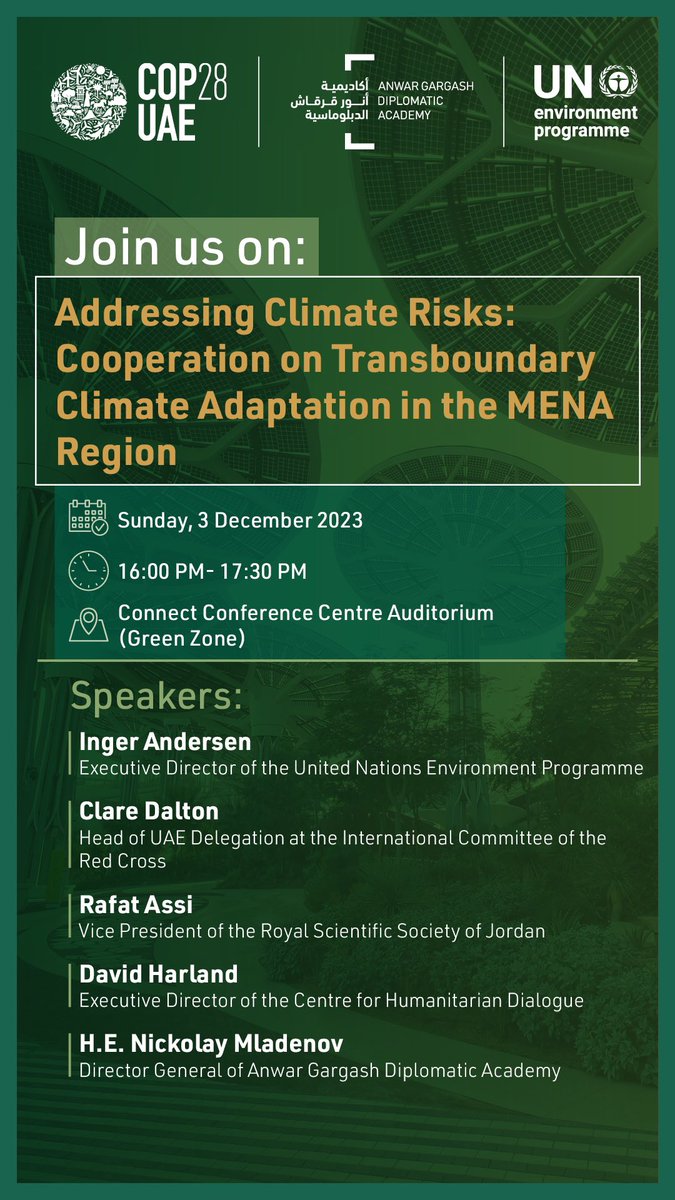Join us on 3 December 2023. 

To Register please visit the link below:
cop28.com/tickets