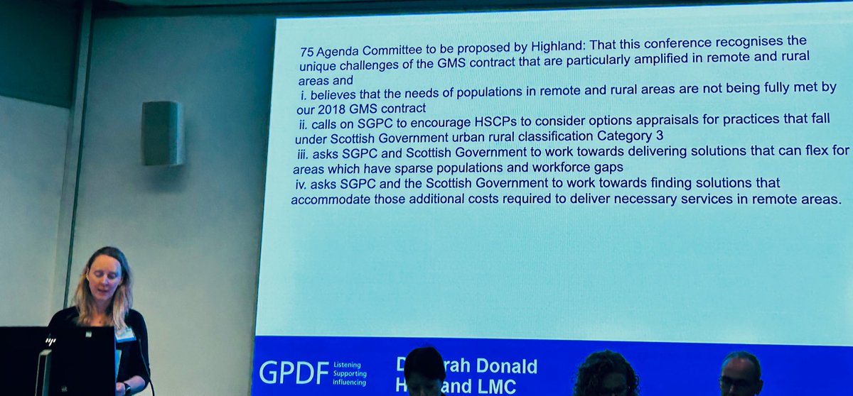 What an amazing account of #RuralGP from Dr Sarah Donald: dispensing (80mile roundtrip otherwise), BASICS/RTA, in/out of hours
Demanding #ruralproofing of contract: workforce for 2018contract doesn’t exist rurally. Can options appraisals help? Noting the issues re 2c #SLMC2023