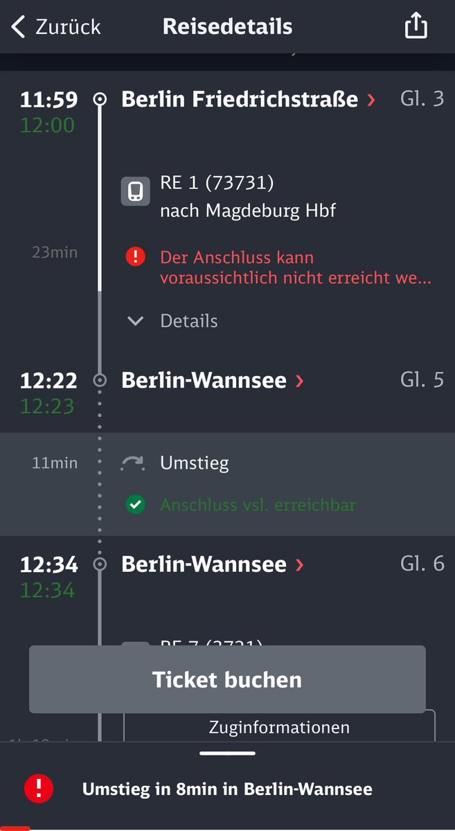 Rock_Chinchilla's tweet photo. @DB_Bahn eure neue Umsteigezeit-Berechnungswarnung schafft mich 😫 entweder die verbleibende Fahrtdauer ist nicht korrekt berechnet oder ich werde am Bahnhof festgekettet, anders weiß ich nicht, wie ich länger als 1 Minute von einer Seite des Bahnsteiges zur anderen brauche… https://t.co/rAaatY8giY