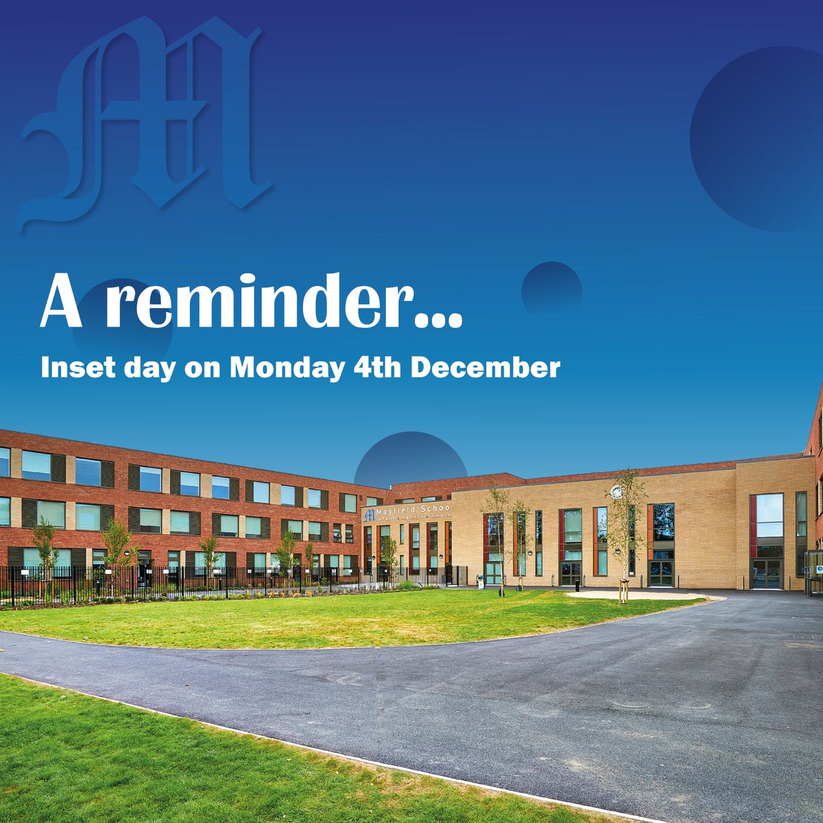 𝐑𝐞𝐦𝐢𝐧𝐝𝐞𝐫 - 𝐈𝐧𝐬𝐞𝐭 𝐃𝐚𝐲 🗒️

Monday 4th December is an Inset Day for all pupils. We'll see you all back on Tuesday 5th December at 8:30am, enjoy the long weekend! 😌