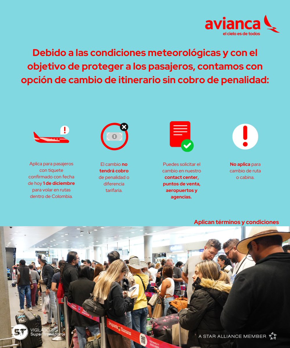 #Viajero⚠️ Sabemos que han sido días difíciles, el clima en el Aeropuerto El Dorado no ha estado a nuestro favor, provocando demoras y cancelaciones. Si te viste afectado esta información es para ti: 👇