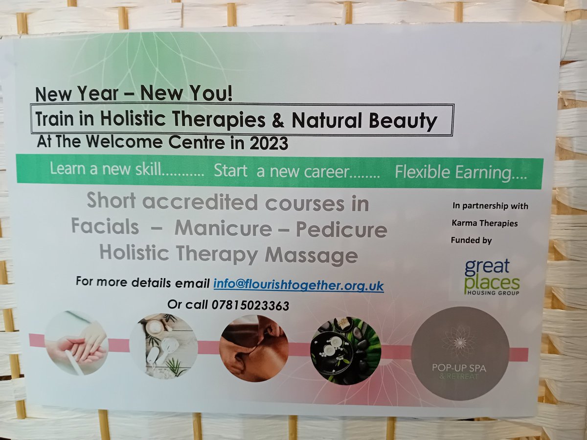 Nickala5's tweet photo. Great to be here in Longridge #Knutsford today at the Welcome Centre running a #PopupSpa and preparing for running an accredited training programme in Careers in Holistic Health on 2024 thanks to backing from @MyGreatPlace #investinwomenchangemakers https://t.co/HjGghlpsrx