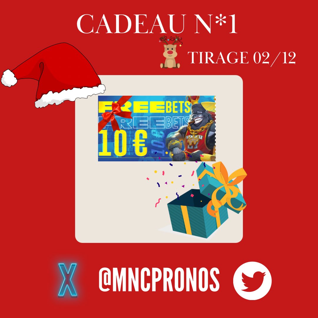 Mnc10_'s tweet image. Mon Calendrier Noël 🎅🏼🎄 JOUR 1 

• À GAGNER -&amp;gt; FREEBET 10€ WINA 

POUR PARTICIPER = RT &amp;amp; FOLLOW @MncPronos + COMMENTE #MncNoel1 

TIRAGE 02/12 VERS 20H 

#TeamParieur