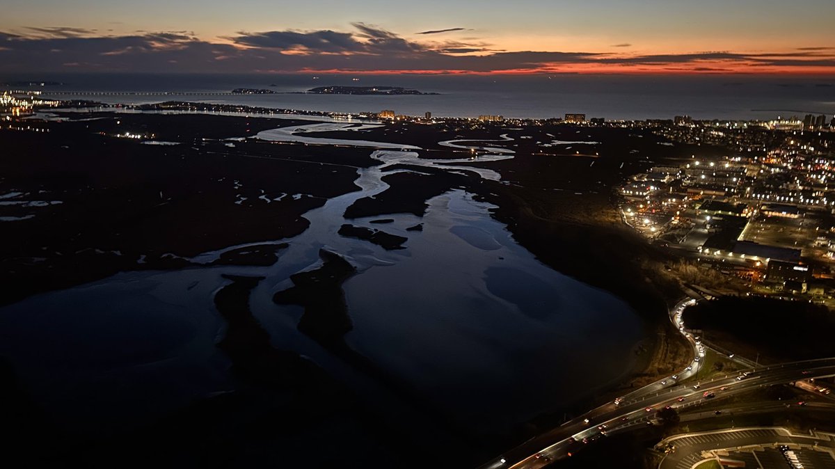 Looking out over the Rumney Marsh from over Rte 1 in Revere. #BostonSunrise #BostonWeather