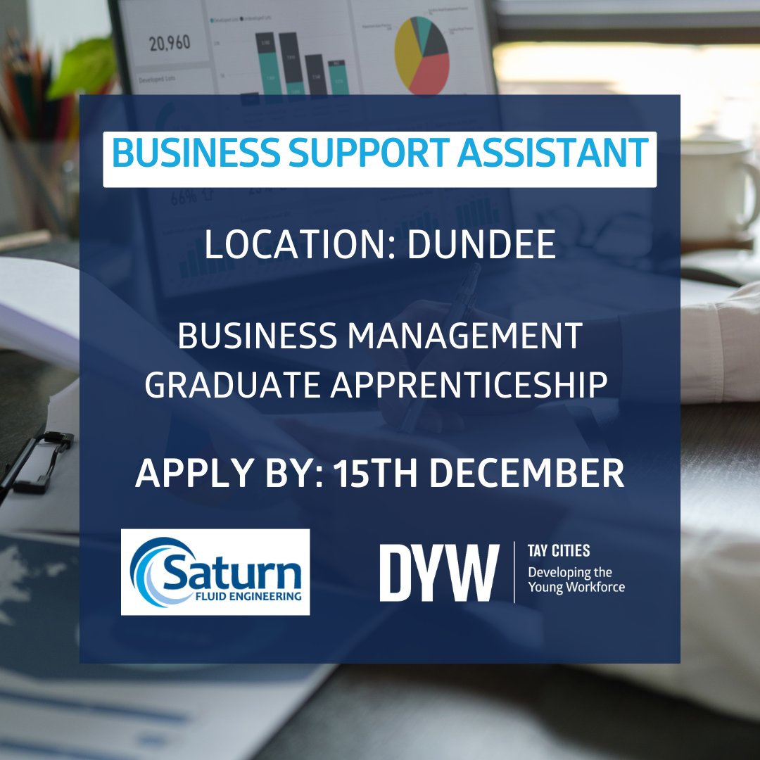 Saturn FE is looking to take on a Business Support Assistant who will complete their Business Management Graduate Apprenticeship with RGU. This is a full-time role, salary of £19,500 to £21,500 per year!

Apply before the 15th of December, click here - zurl.co/79ef