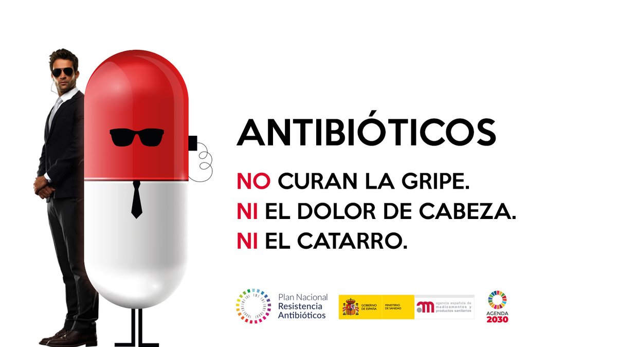 Con estos días de frío es posible que estemos resfriados🤧, pero recordemos que los antibióticos no curan la gripe, ni el catarro y sólo son eficaces contra bacterias

Por eso, utiliza los antibióticos cuando te los recete un médico 

¡Buen puente!😎

#ResistenciaAntibióticos