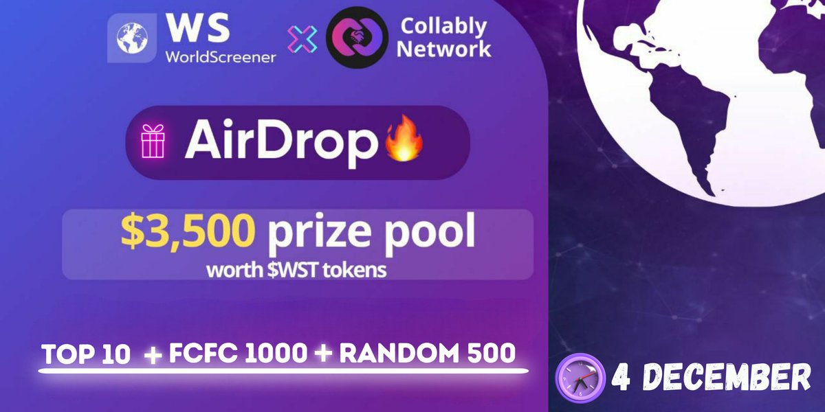 Collably Network (@collablynetwork) on Twitter photo 🚀 Collably Network is thrilled to unveil a groundbreaking partnership with <a href="/WST_Token/">WorldScreener</a>
🎁 Join the $3500 WST Tokens giveaway now!🤝
✅ Follow @collablynetwork & <a href="/WST_Token/">WorldScreener</a> 🚀
✅ Like, RT, and Tag 3 Friends 👍🔄👥
✅ Complete #Gleam Challenge for extra rewards ⤵️
🔗 Giveaway 🚀 Collably Network is thrilled to unveil a groundbreaking partnership with <a href="/WST_Token/">WorldScreener</a>
🎁 Join the $3500 WST Tokens giveaway now!🤝
✅ Follow @collablynetwork & <a href="/WST_Token/">WorldScreener</a> 🚀
✅ Like, RT, and Tag 3 Friends 👍🔄👥
✅ Complete #Gleam Challenge for extra rewards ⤵️
🔗 Giveaway