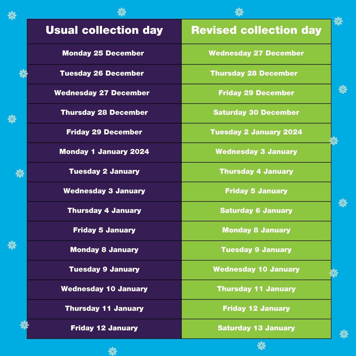 BCPCouncil's tweet photo. "I'm dreaming of a green Christmas" 🎶♻️

Rubbish, recycling and food waste collections will change over the festive period.

Make a note of revised collection dates. 🙌

📰 Read more: https://t.co/Pauv6FgOwW
🖱️ Visit our 'festive bins' webpage: https://t.co/e1rY5eHWcu https://t.co/pofamDUJGF