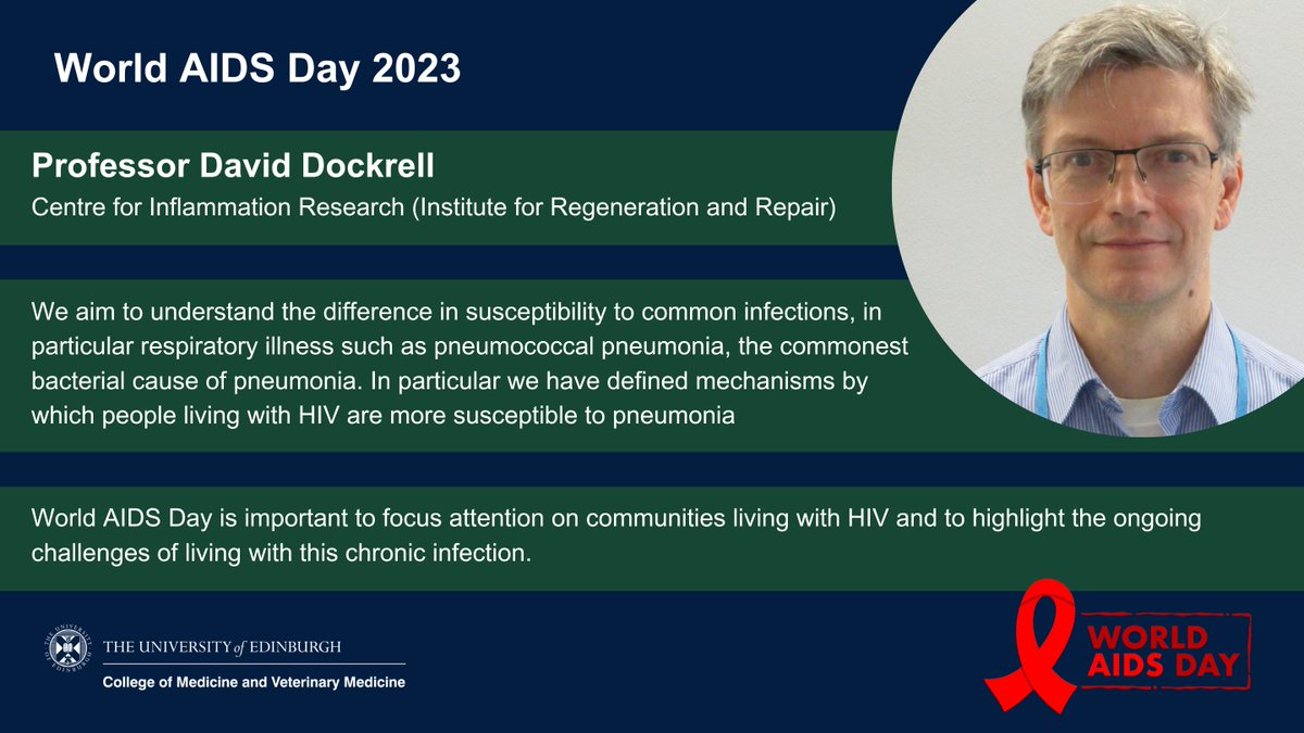 #WorldAIDSDay2023🌎

Next up is the Director of @EdinUni_CIR, Professor David Dockrell👇

ed.ac.uk/inflammation-r…