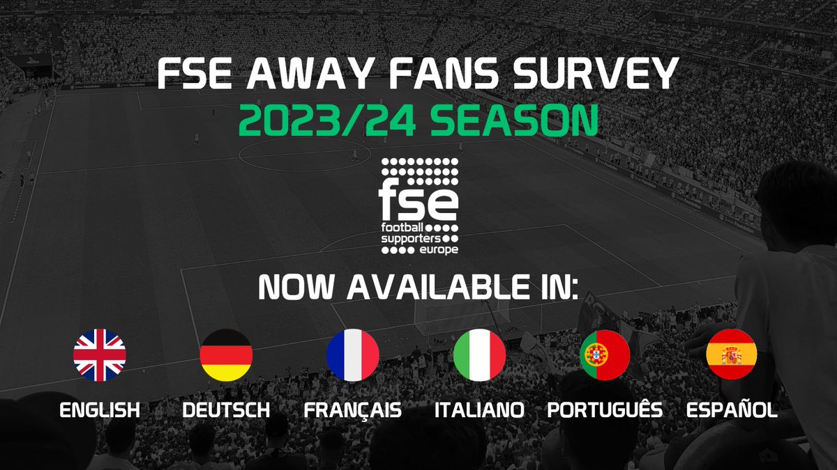 ✈️ Did you support your club away in #UECL this week?

🗣️ Experience any problems? You can have your say on everything from travel arrangements to stewarding by completing the 2023/24 FSE #AwayFanSurvey.

✍️ The survey is now available in six languages: bit.ly/3ERInw0
