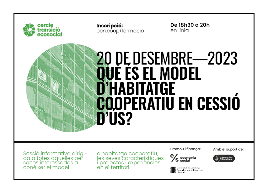 🤔Heu sentit a parlar del model d'#HabitatgeCooperatiu en cessió d'ús, però no teniu clar què és exactament?    

👉Si és així podeu aclarir tots els vostres dubtes a la 💻sessió informativa en línia del proper 20 de desembre 

✏Inscriu-te a bcn.coop/agenda/que-es-…