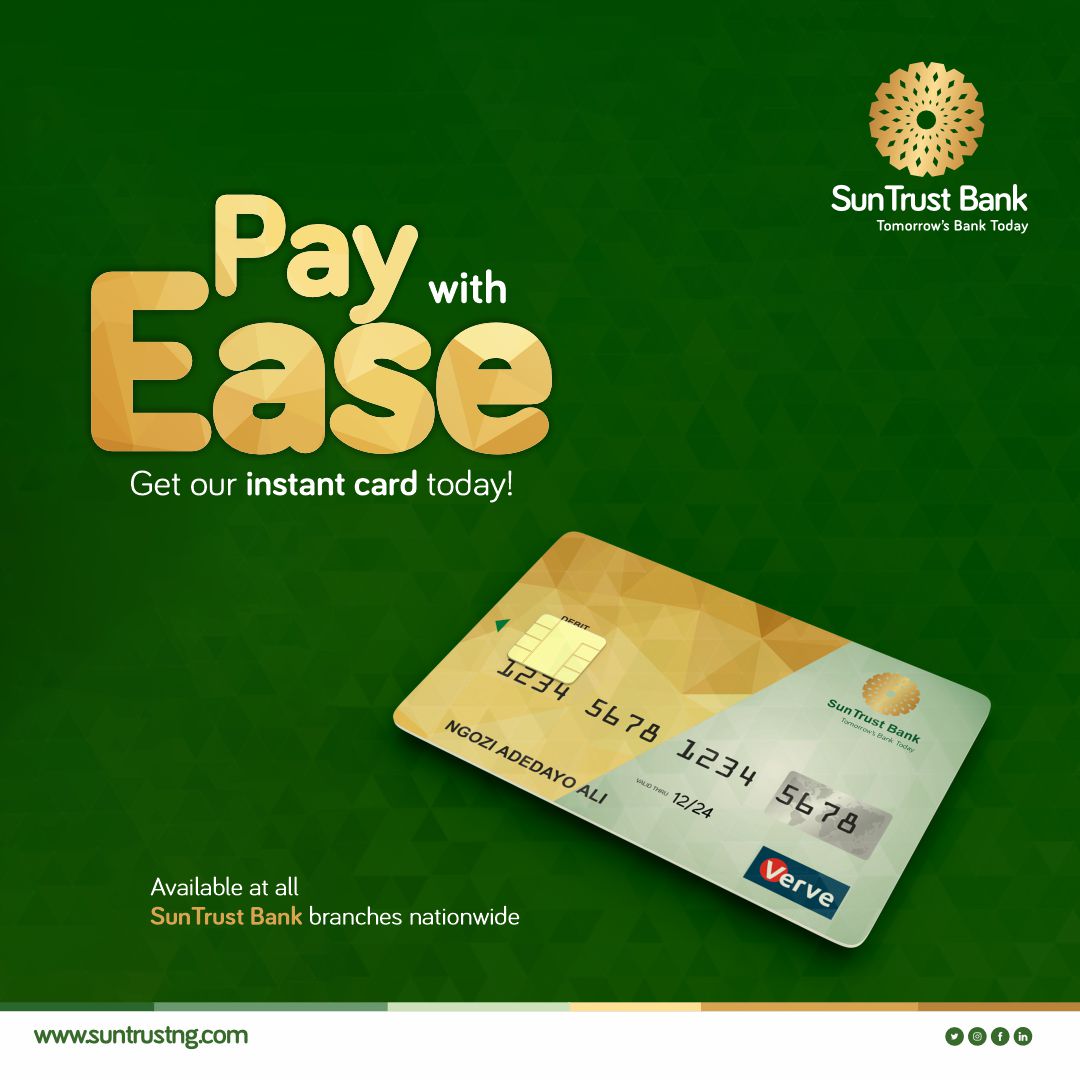 SunTrustNG's tweet photo. Get an instant SunTrust Verve card today
.
#SunTrustCares #VerveCard #BeFraudAlert #InstantCard https://t.co/VLnppwXNqu