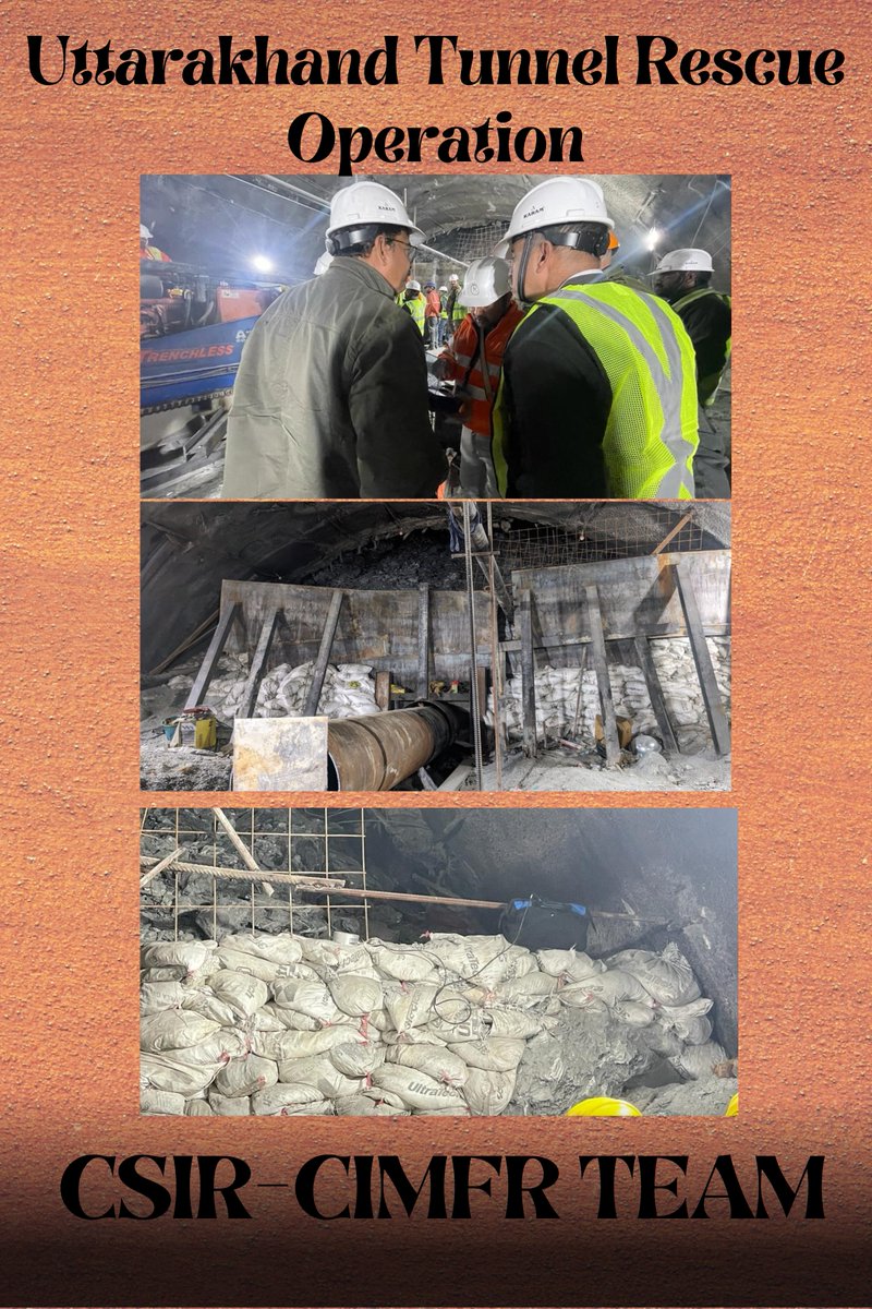 Incredible dedication of the CSIR-CIMFR team during the Tunnel Rescue Operation. Special appreciation by Shri Bhaskar Khulbe, Former advisor to PM, to CSIR-CIMFR for our unwavering support.
Meet the CSIR-CIMFR Rescue Team  Dr. R. D. Dwivedi, Dr. Ashok Singh, and Mr. Manish Meena