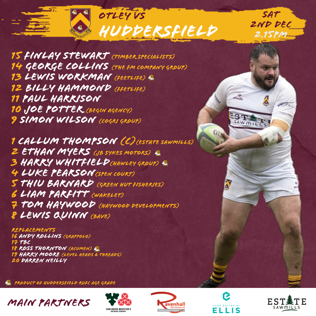🚨Team Announcement!
🏉The First Team are away 🆚 <a href="/otleyrugbyclub/">@OtleyRugbyClub</a> 
⏰Kick off at 2.15pm
🏟️Cross Green, Otley, West Yorkshire, LS21 1HЕ