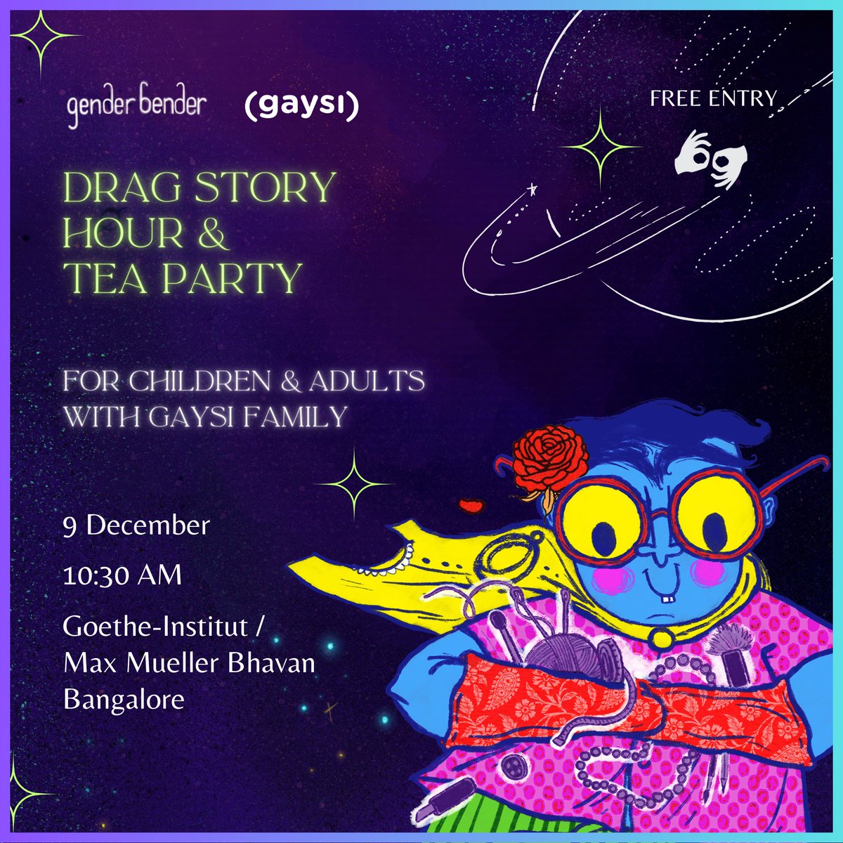 Gather your little ones and join us for Drag Story Hour & Tea Party with Gaysi Family! Princess Sayantika will be our special guest, and together, we will read “The Boy in the Cupboard” by Harshala Gupte, Illustrated by Priya Dali and 'The Many Colours of Anshu' by Anshumaan.