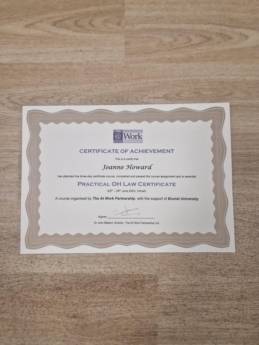 Huge congratulations to Senior Occupational Health Nurse Specialist Jo Howard on achieving a Distinction in Practical Occupational Health Law.

<a href="/MidCheshireNHS/">Mid Cheshire Hospitals 🏥</a> <a href="/EastCheshireNHS/">East Cheshire NHS Trust</a> <a href="/TheChristieNHS/">The Christie NHS</a>