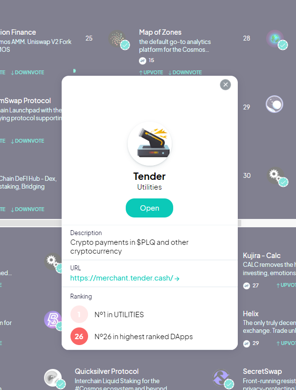 dappdotspace's tweet photo. @PlanqFoundation @Tender_Cash We added tender to https://t.co/hFixYESQxF! https://t.co/ELye0klrxE