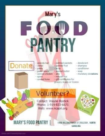 We are here to help families in need stop by Mary's Pantry to get some relief
