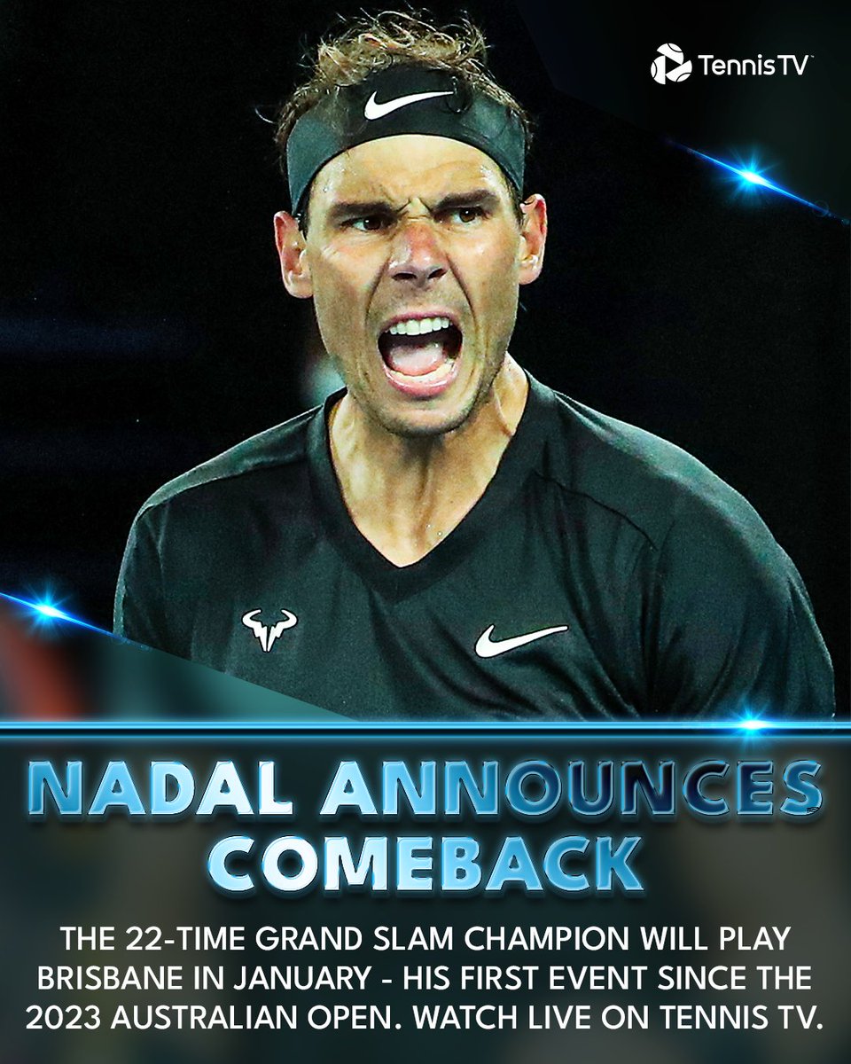 Nadal. Is. Back. 

<a href="/BrisbaneTennis/">Brisbane International</a> <a href="/RafaelNadal/">Rafa Nadal</a>