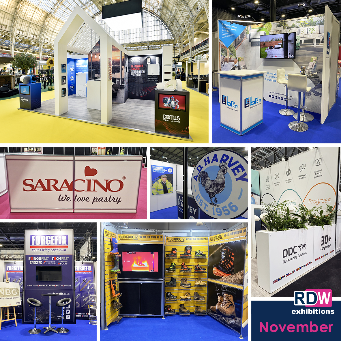 Hello December! ❄️ Here's a look back at some of our stands built in November 🛠️
To see more of our work, visit our portfolio rdwexhibitions.co.uk/portfolio/
#standsuppliers #standbuilders #exhibitionstands #exhibitiondesign #modularstands #sustainablestands #customstands