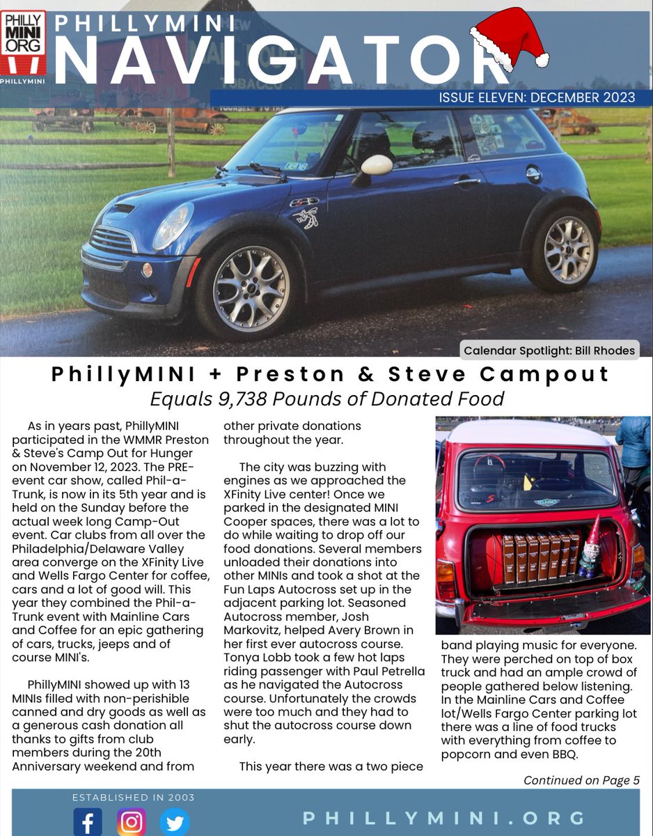 philly_mini's tweet image. The latest PhillyMINI Navigator is out!!!! Check your email or visit PhillyMINI.org

The December issue is the last one of our 2023 Rally season!!!!!