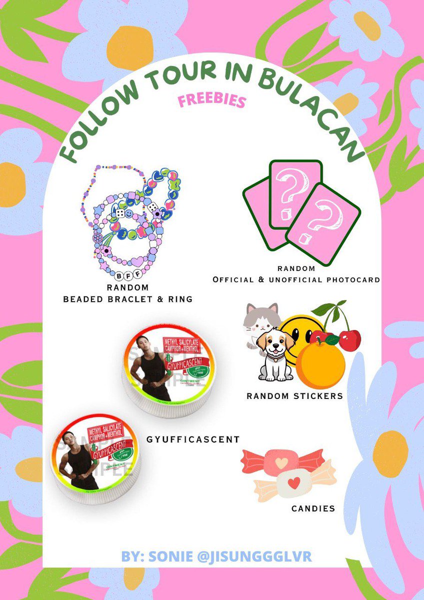 soniehae_'s tweet photo. ✨Follow Tour Freebies by @jisunggglvr ✨ 

𝑮𝙔𝑼𝙁𝑭𝙄𝑪𝘼𝑺𝘾𝑬𝙉𝑻🍃

Hi Carats, I will be giving freebies for both days~ Hope to see you guys🫶😘

🐾rt/ like to spread 
🐾 will post my outfit sa d-day so u can find me agad 😊

#SVT_TOUR_FOLLOW 
#SEVENTEEN 
 #SVT_TO_BULACAN https://t.co/l1Nhpz6YoY