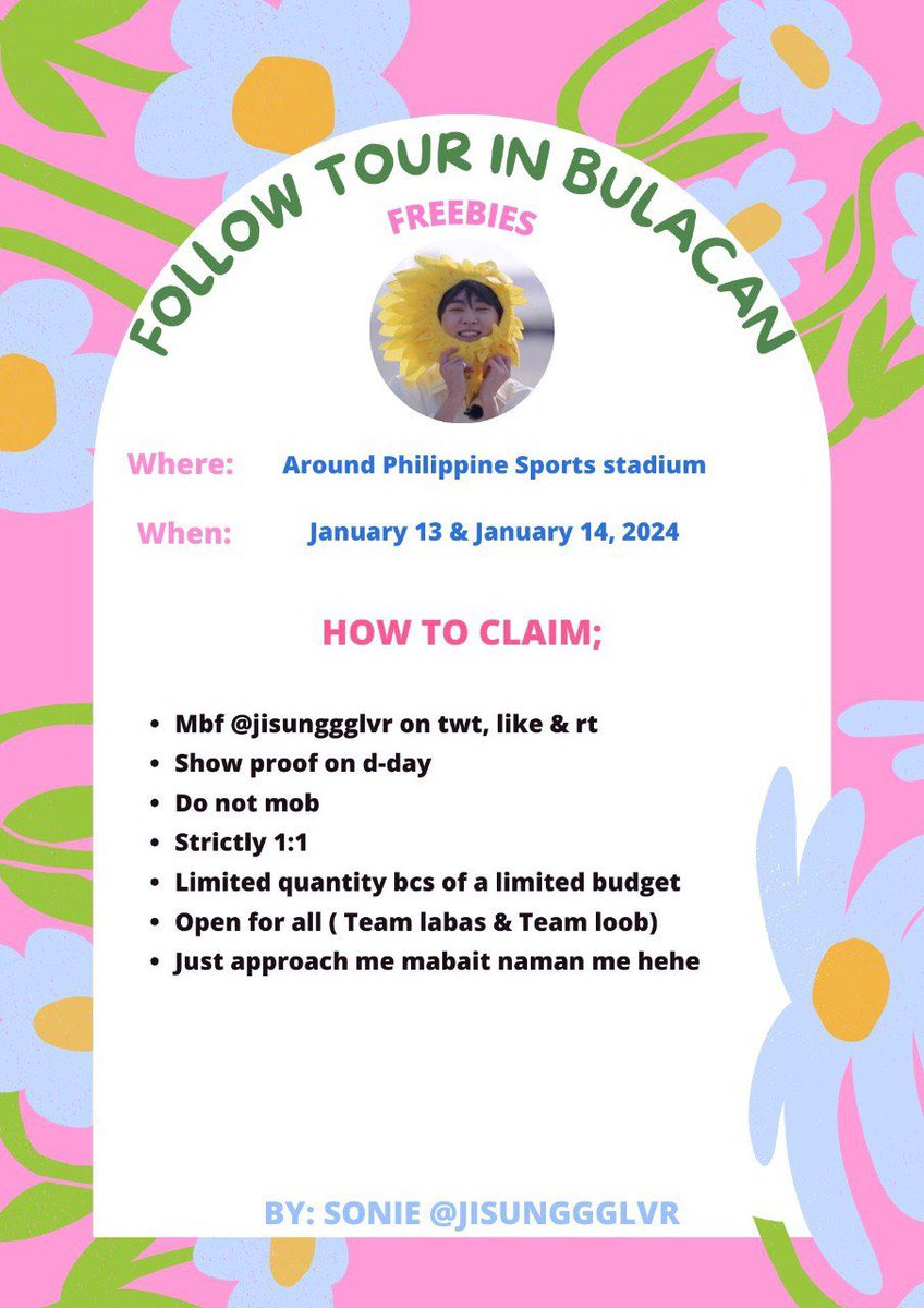soniehae_'s tweet photo. ✨Follow Tour Freebies by @jisunggglvr ✨ 

𝑮𝙔𝑼𝙁𝑭𝙄𝑪𝘼𝑺𝘾𝑬𝙉𝑻🍃

Hi Carats, I will be giving freebies for both days~ Hope to see you guys🫶😘

🐾rt/ like to spread 
🐾 will post my outfit sa d-day so u can find me agad 😊

#SVT_TOUR_FOLLOW 
#SEVENTEEN 
 #SVT_TO_BULACAN https://t.co/l1Nhpz6YoY