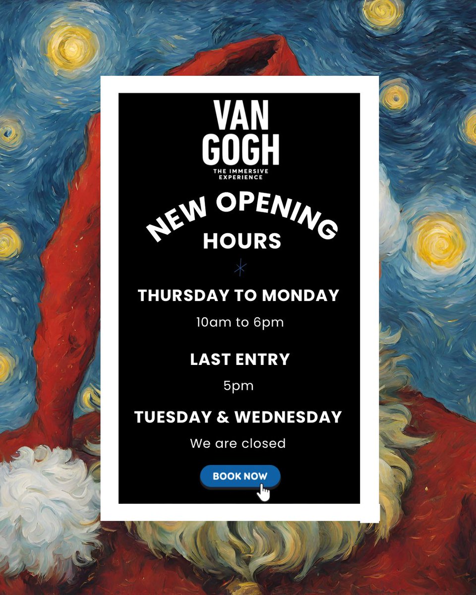 We're thrilled to announce that we will be open from Thursday to Monday throughout the month of December! 🎅🏼Book your tickets now with the link in our bio! ✨

#vangogh #vincentvangogh #vangoghimmersiveexperience #vangoghexhibit #visitleicester #Leicester