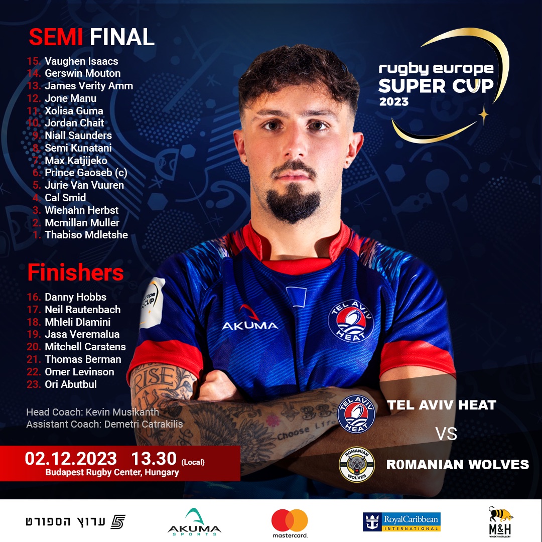 Team news is in!  One sleep to go! 🔥

If you want to join us in Hungary, tickets can be bought with the link below.

➡️telavivheat.com/tickets

Send a message to the team below!

#tlvheat #telavivheat #rugbyisrael #rugbyeurope #resupercup #rugby

📷@heifitzkate