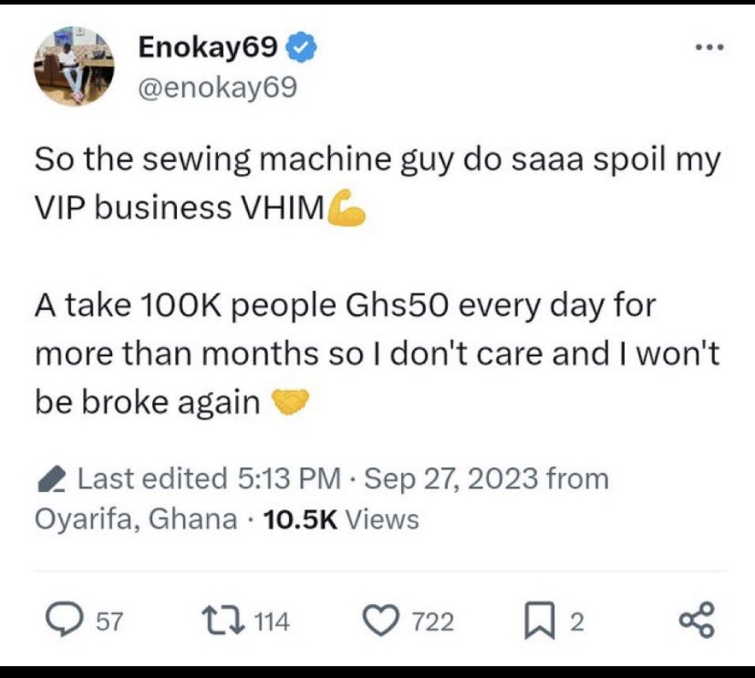 iamPikaboo's tweet photo. if Enokay really talk this then he be Fraud chale .... it be VIP he dey take make money, nothing for the youth... he just takes 50 cedis and give us insha allah odds https://t.co/0cNdkEOCua