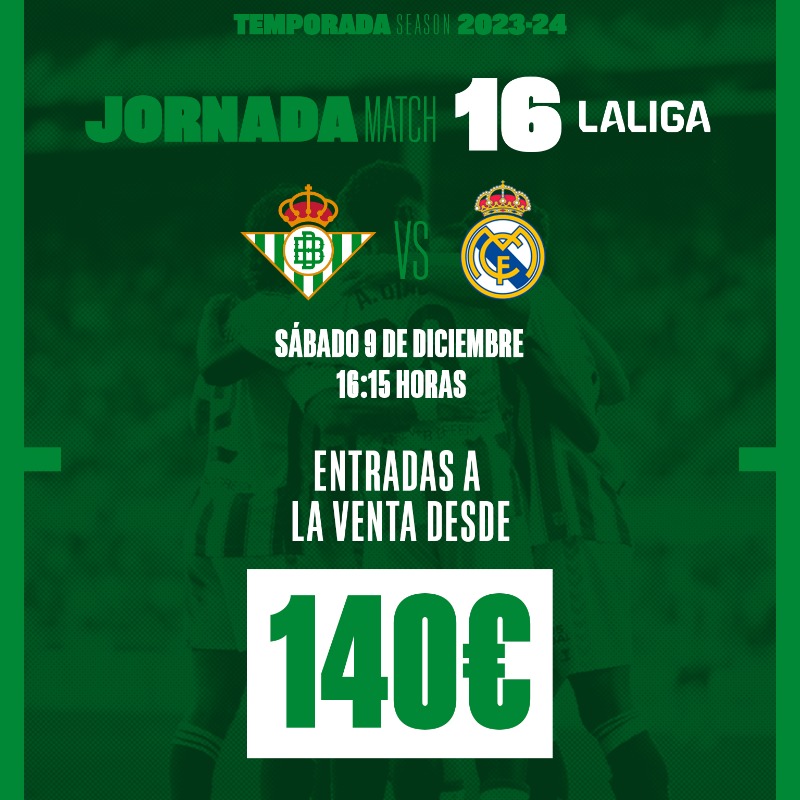 RealBetis's tweet photo. ¡Oye! 🙌

Recuerda que están a la venta las entradas para el #RealBetisRealMadrid! 🎫👇