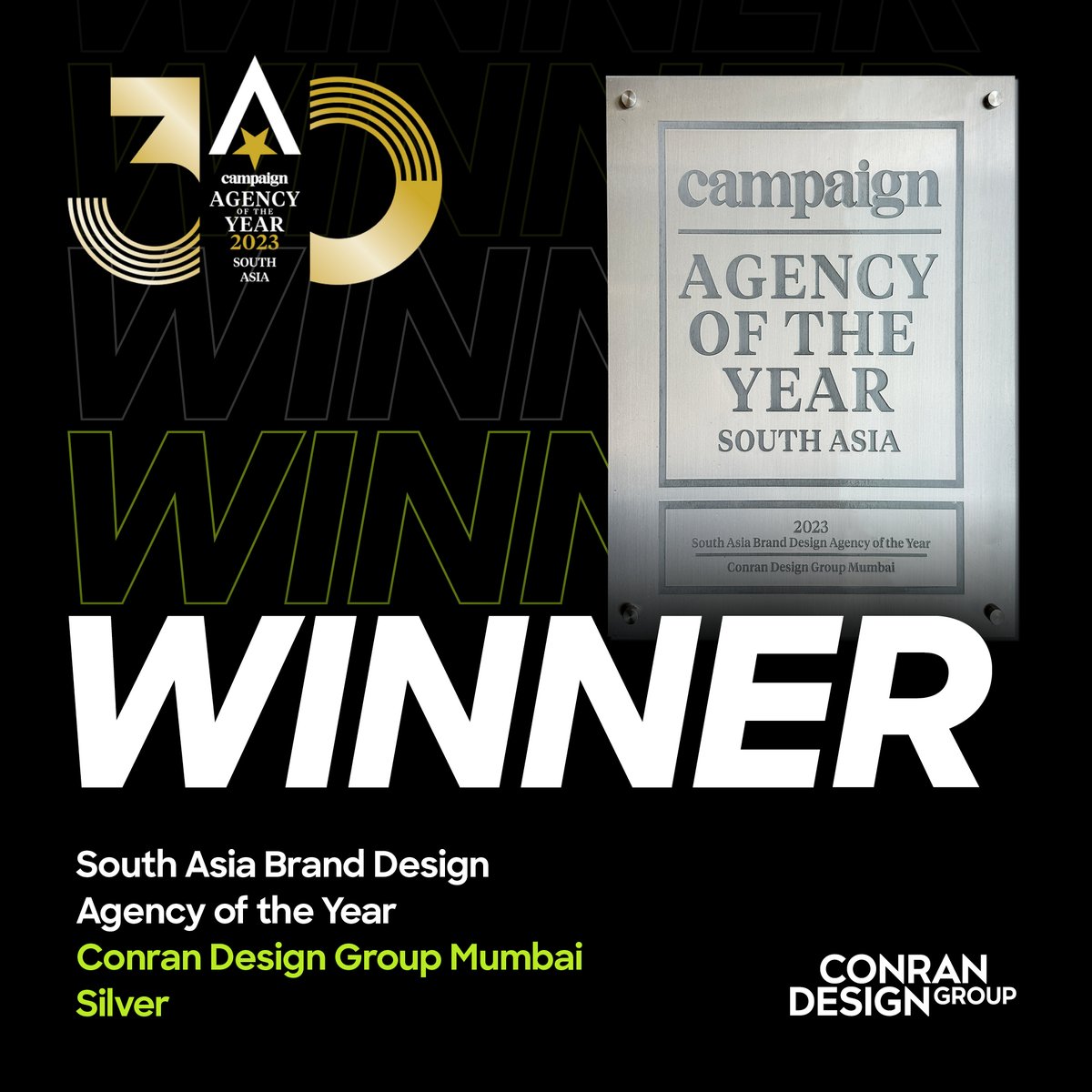 We’re thrilled to announce that @MumbaiConran has been awarded Silver in the South Asia Brand Design Agency of the Year category at Campaign’s #AgencyOfTheYearAwards. What an achievement. Congratulations, team! #branddesign #campaign #branding #awards