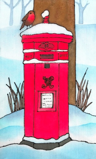 My Christmas card this year. Robin sat on the Buxton Victorian postbox #buxton #operahouse #xmasrobin #victorianpostbox