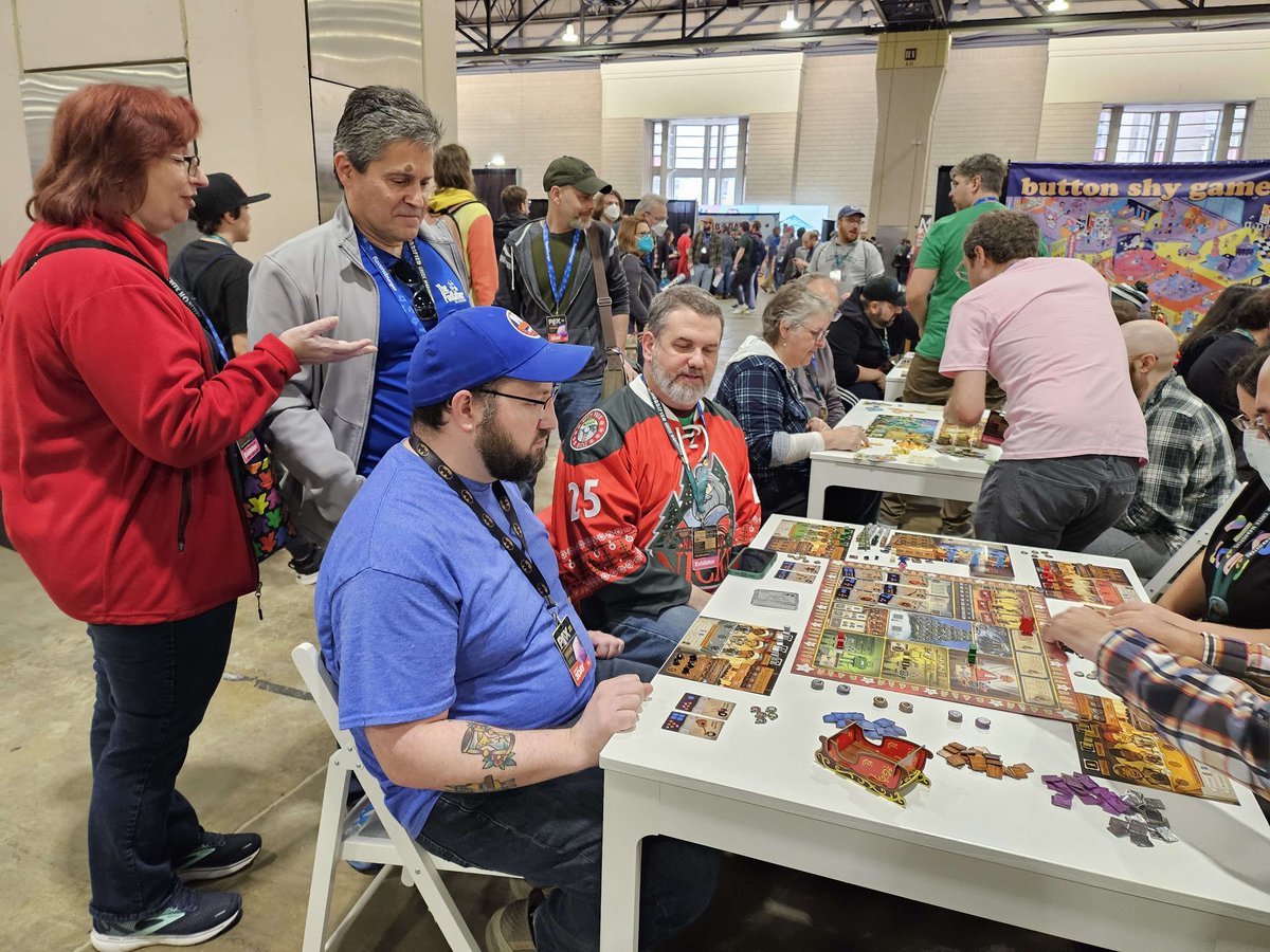 Be careful <a href="/HokieStone/">Keith Ferguson</a> - the <a href="/PodfatherGaming/">Stephen Buonocore (@PodfatherGaming.bsky.social)</a> is keeping careful eye on you and your game #SantasWorkshop at #PAXUnplugged2023

#PaxU #PAXUnplugged